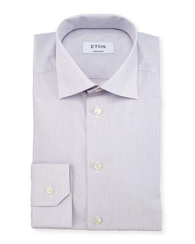 Contemporary-fit Micro-striped Woven Dress Shirt, Light Purple/blue