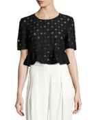 Grid-print Knit Crop Top