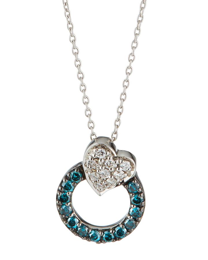 18k White Gold Mixed-diamond Heart-ring Necklace