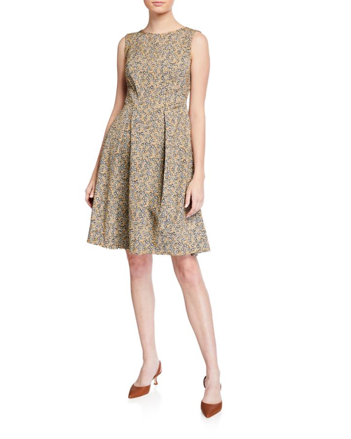 Floral Fit-&-flare Sleeveless Dress