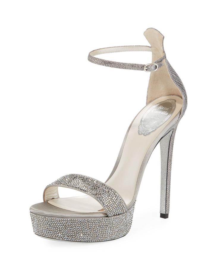Crystal-embellished Snakeskin Platform