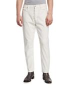 Men's Slim-fit Corduroy Pants, White