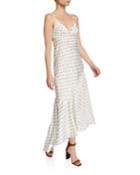Luciana Printed V-neck Spaghetti-strap Bias Frill Dress