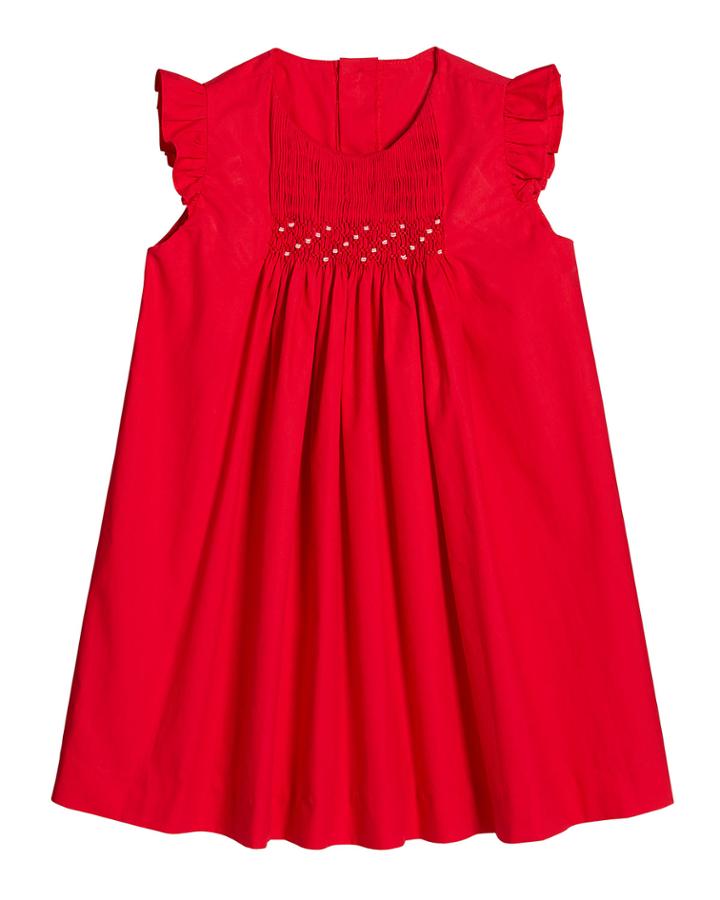 Ruffle-sleeve Smocked Dress,