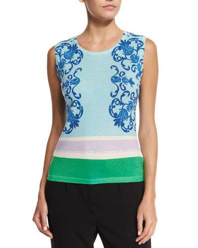Acanthus Place Print Tank, Off White/multi Colors