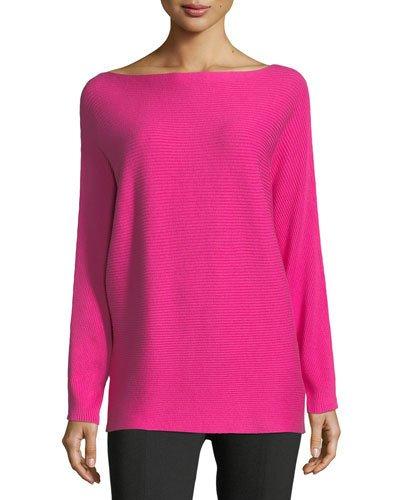 Ribbed Boat-neck