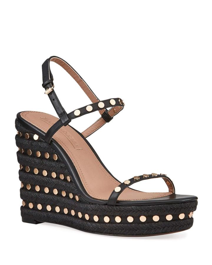Paige Studded Leather Wedge Espadrilles