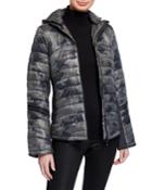 Detachable Hood Camo Puffer Jacket