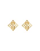 22k Topkapi Cutout Diamond Button Earrings