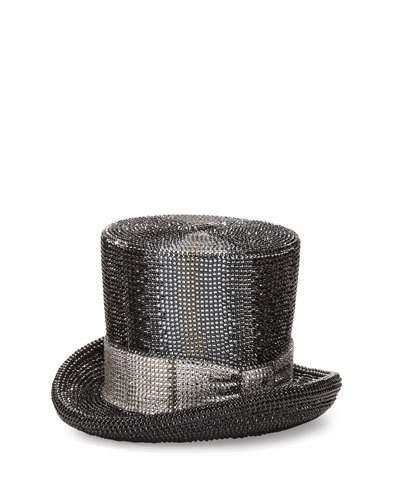 Top Hat Crystal Clutch Bag, Jet