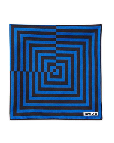 Linear Pattern Pocket Square, Brown/blue