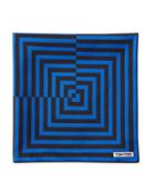 Linear Pattern Pocket Square, Brown/blue