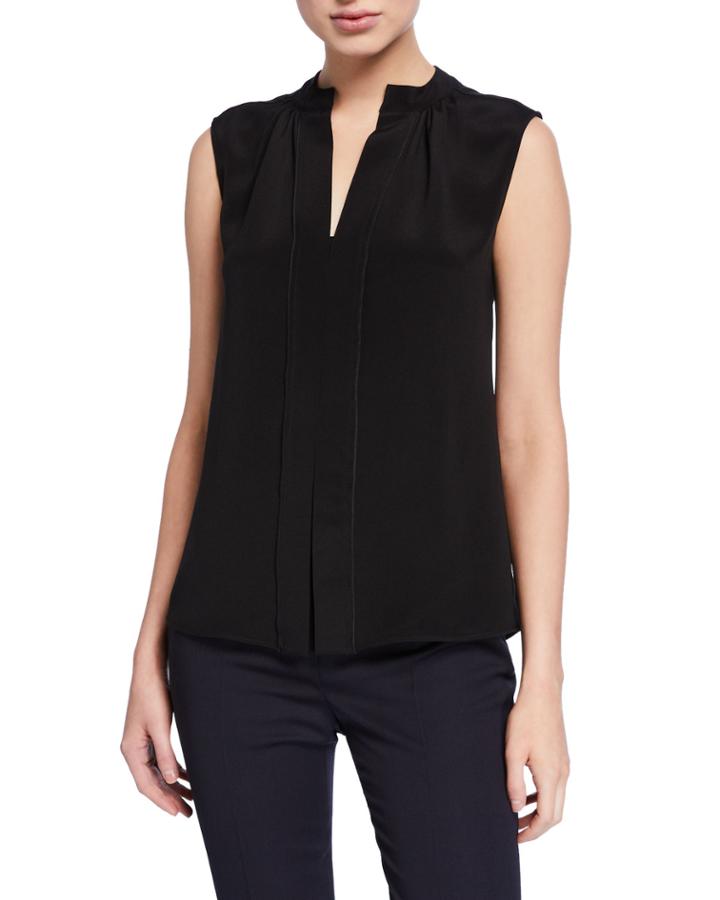 Sleeveless Two-tone Blouse, Ivory