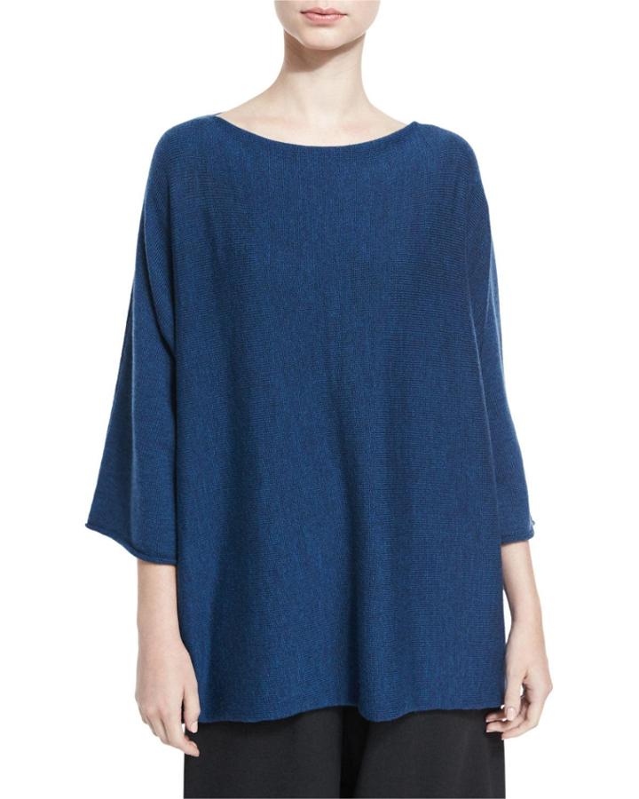 Extra-wide Textured Merino Tabard, Teal