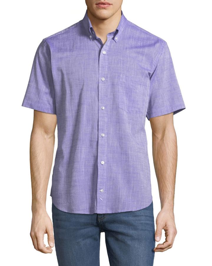 Scratched-poplin Short-sleeve