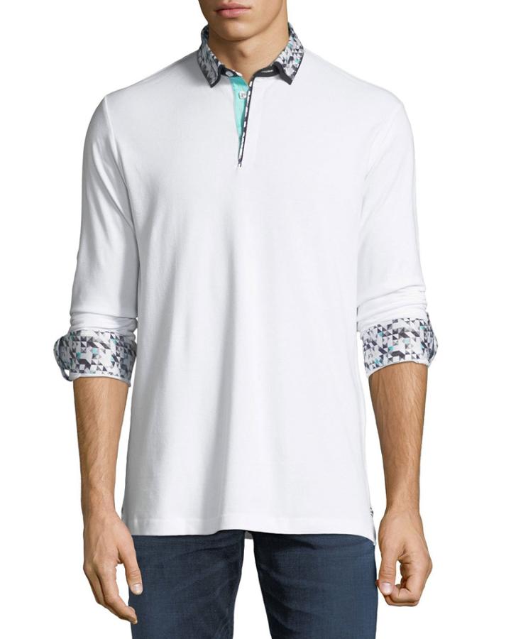 Men's Abstract Printed Long-sleeve Polo