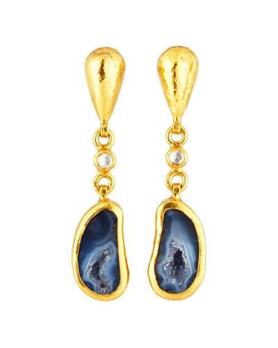 Pandora's Box 24k One-of-a-kind Geode Drop Earrings