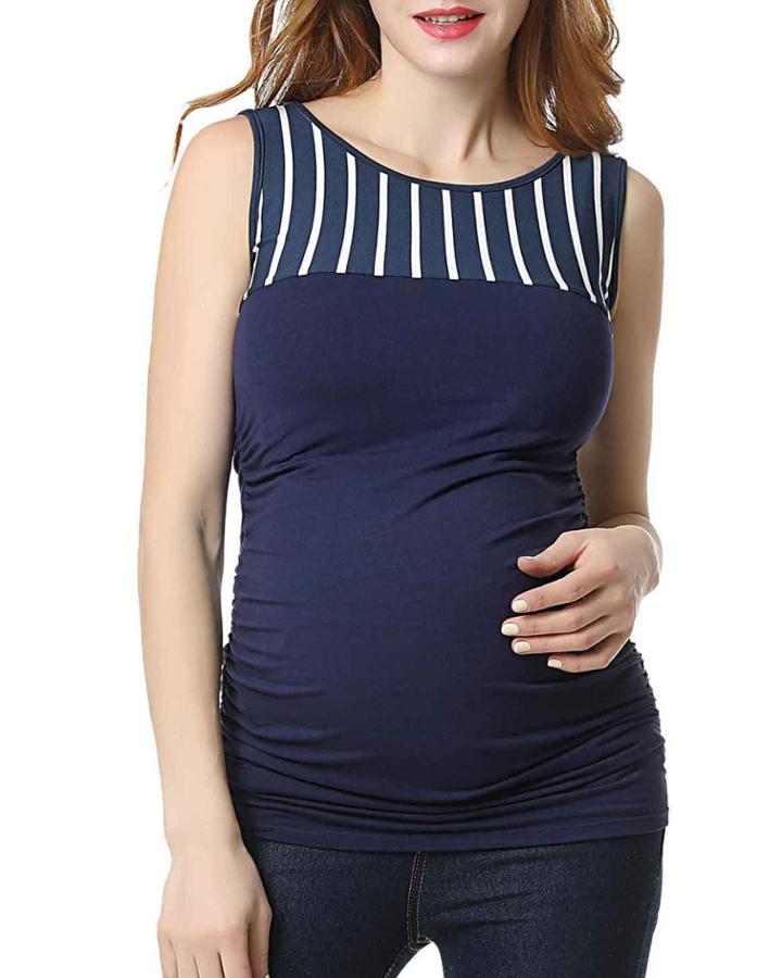 Maternity Taylor Striped-yoke Tank Top
