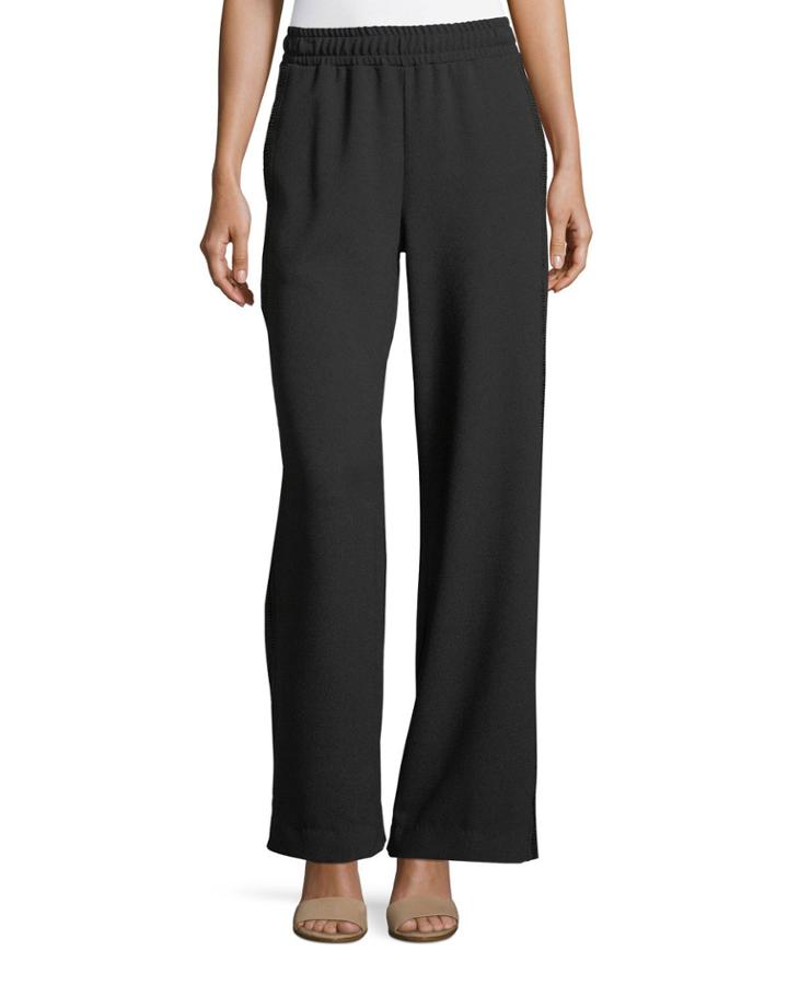 Wide-leg Pull-on Crepe Pants