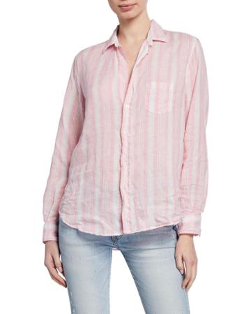 Long-sleeve Striped Button-down Top
