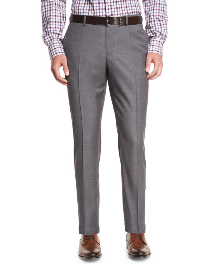 Twill Flat-front Trousers,