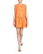 Wool/silk Cape-sleeve Dress