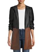 Colorblock Leather Zip-front Topper