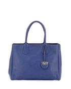 Leather Whipstitch Tote Bag, Blue