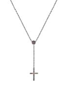 Electric Crossary Pendant Necklace With Rainbow Sapphires In