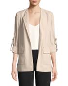 Soft Striped Suiting Roll-tab Jacket