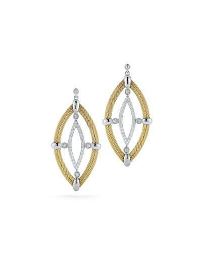 18k Diamond & Cable Marquise Drop Earrings, Yellow