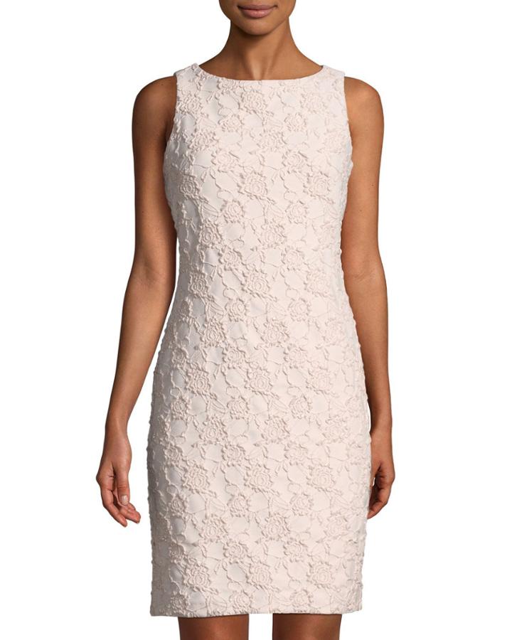 Floral-jacquard Shimmer Mini Dress, Pink
