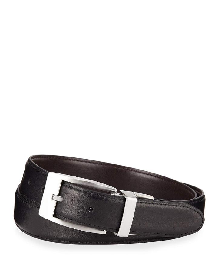Textured Leather Reversible Belt
