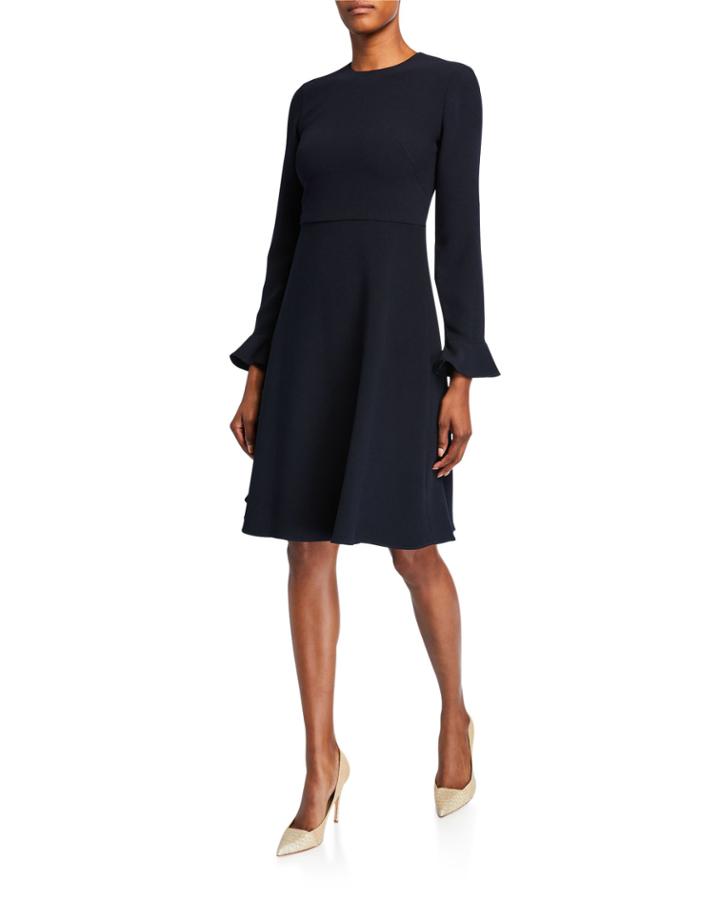 Long Sleeve Flounce Cuff A-line Dress