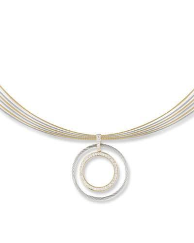 Classique Multi-row Diamond Pendant Necklace