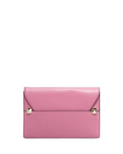 Medium Leather Clutch Bag, Pink