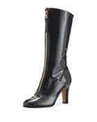 Shiny Patent Zip-front Knee Boots