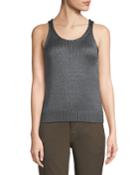 Cable-knit Silk Crop Tank Top