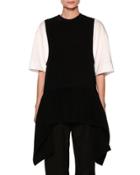 Asymmetric Peplum Vest & Tee, Black