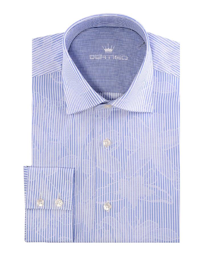 Men's Wyatt Long-sleeve Leaves And Stripe Print