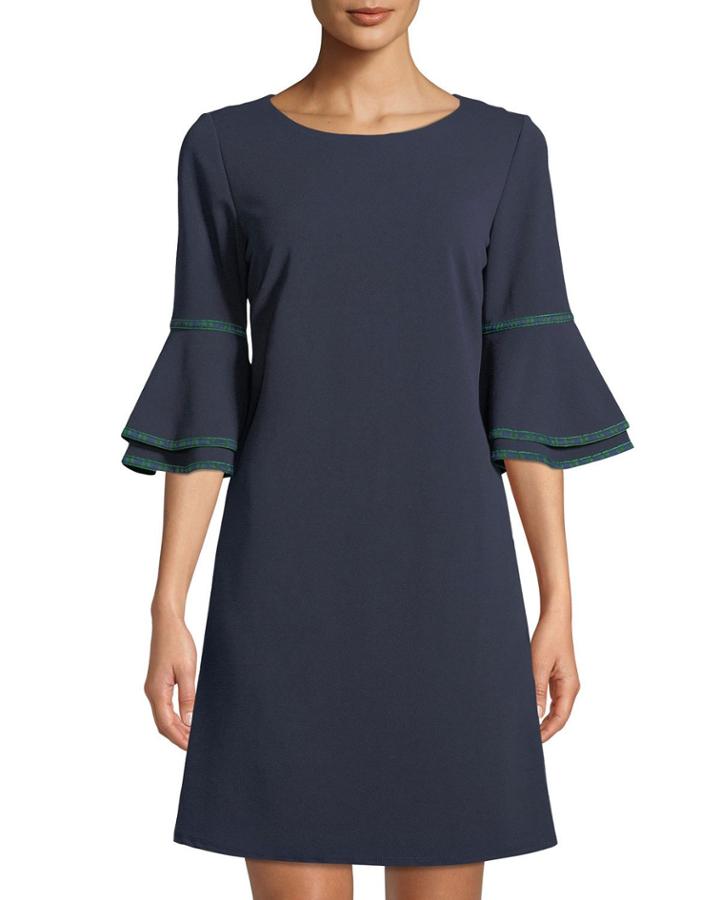 Havana Scuba Crepe Bell-sleeve