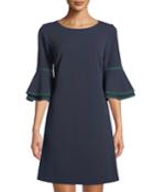Havana Scuba Crepe Bell-sleeve