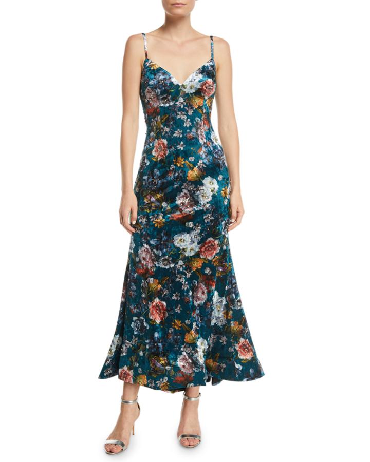 Open-back Velvet Floral
