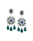 Mixed Crystal & Simulated Pearl Chandelier Earrings, Green
