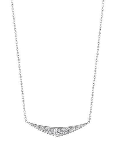18k White Gold Pave Diamond Curved Pendant Necklace