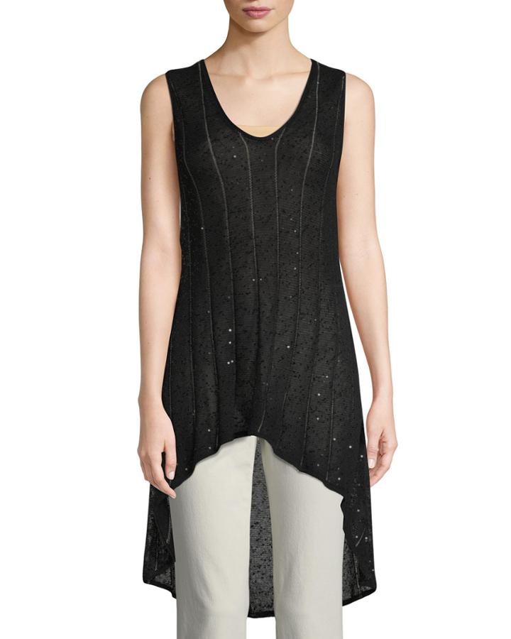 Sleeveless Striped Shimmer High-low