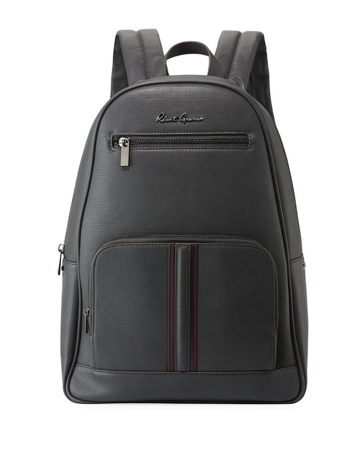 Perforated Faux-leather Zip Backpack