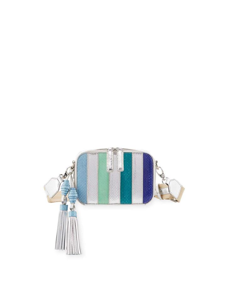 Sophie Snakeskin Camera Crossbody Bag, Blue