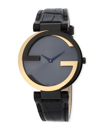 Interlocking G Watch W/ Crocodile
