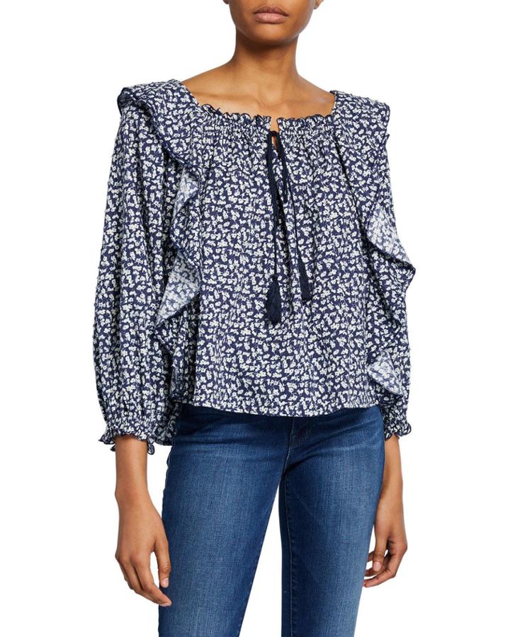 The Song Floral-print Ruffle Top